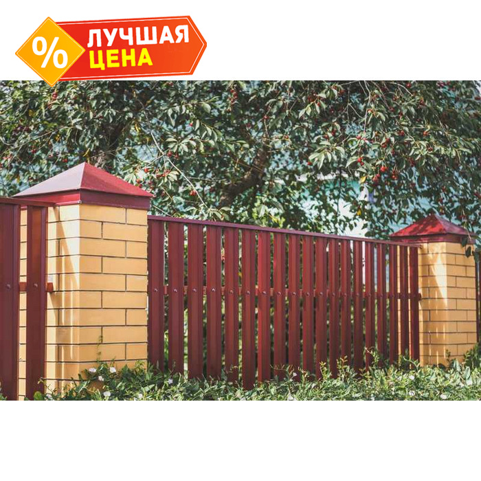 Штакетник М-образный А Grand Line 0,45 Полиэстер RAL3011 Коричнево-Красный