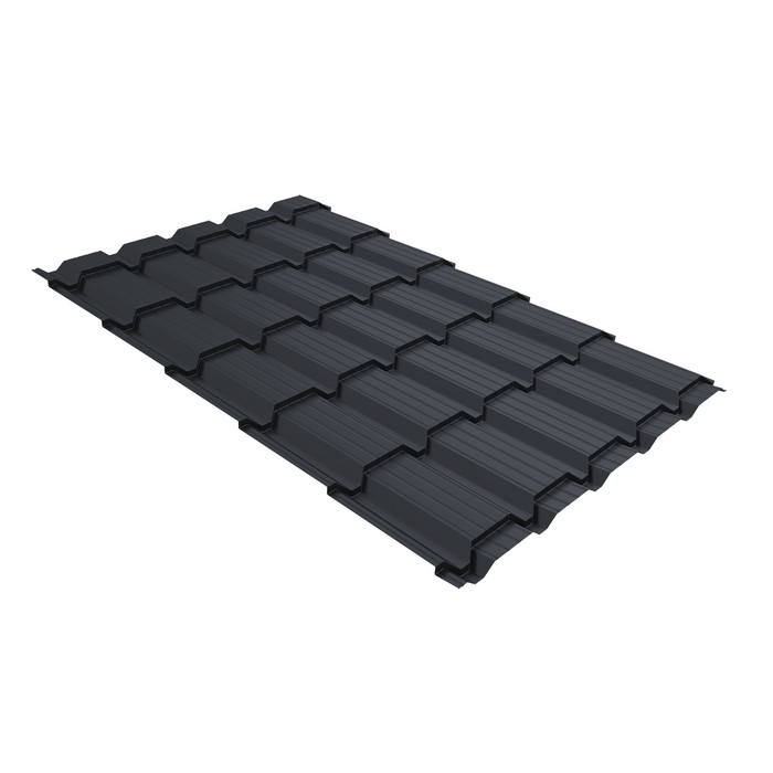 Металлочерепица Grand Line Верховье Quadro profi (Квадро Профи) 0,5 Atlas X RAL 7024 мокрый асфальт