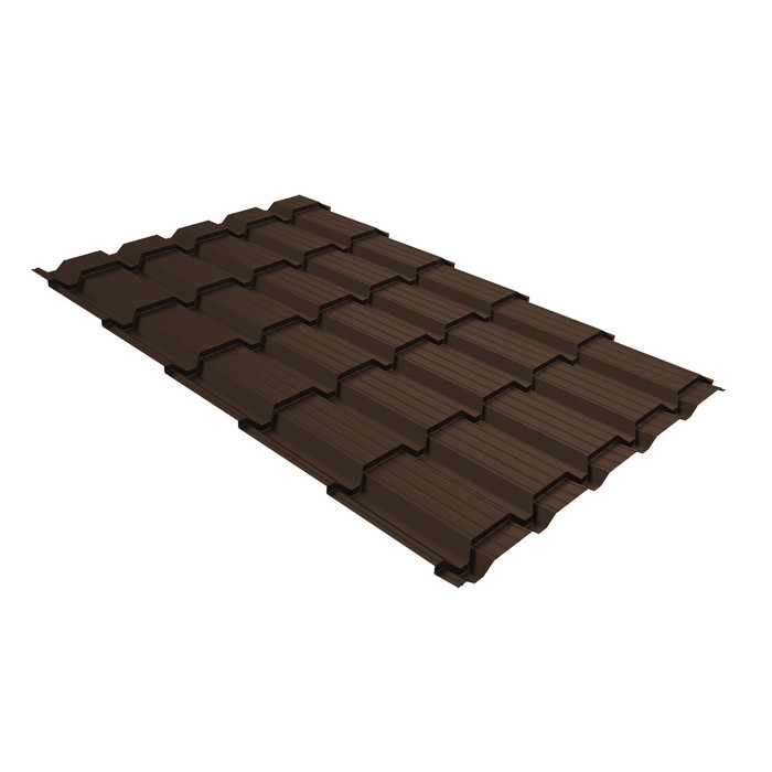 Металлочерепица Grand Line Верховье Quadro profi (Квадро Профи) 0,5 Atlas X RAL 8017 шоколад